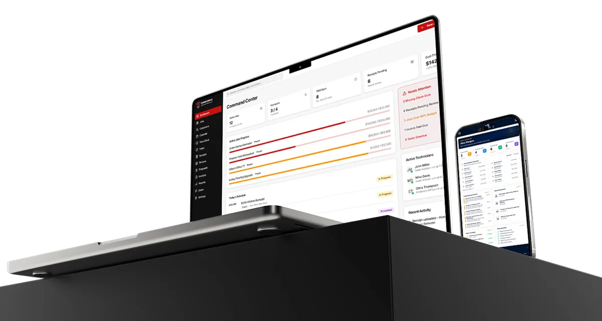 Custom CRM shown on a laptop and phone