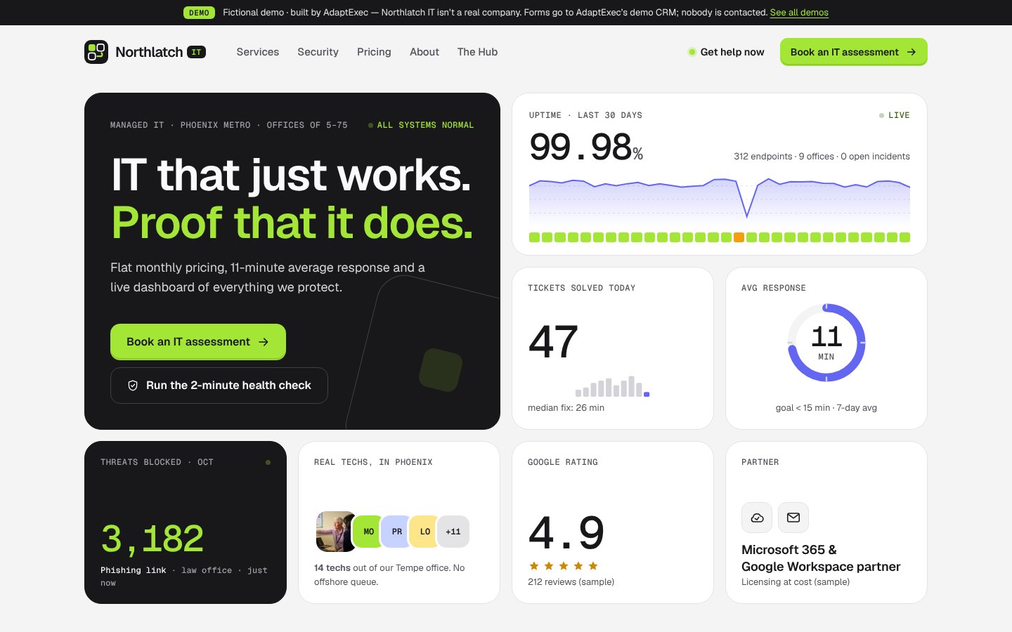 Northlatch IT demo managed IT website hero