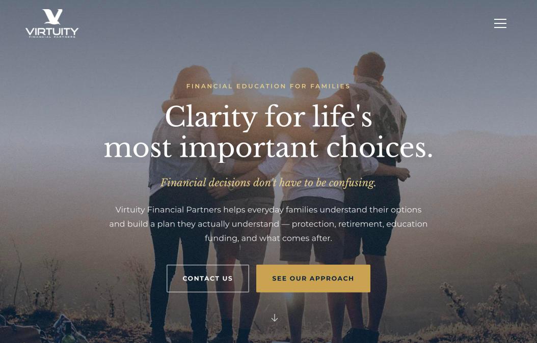 Virtuity Financial Partners website homepage designed and built by AdaptExec